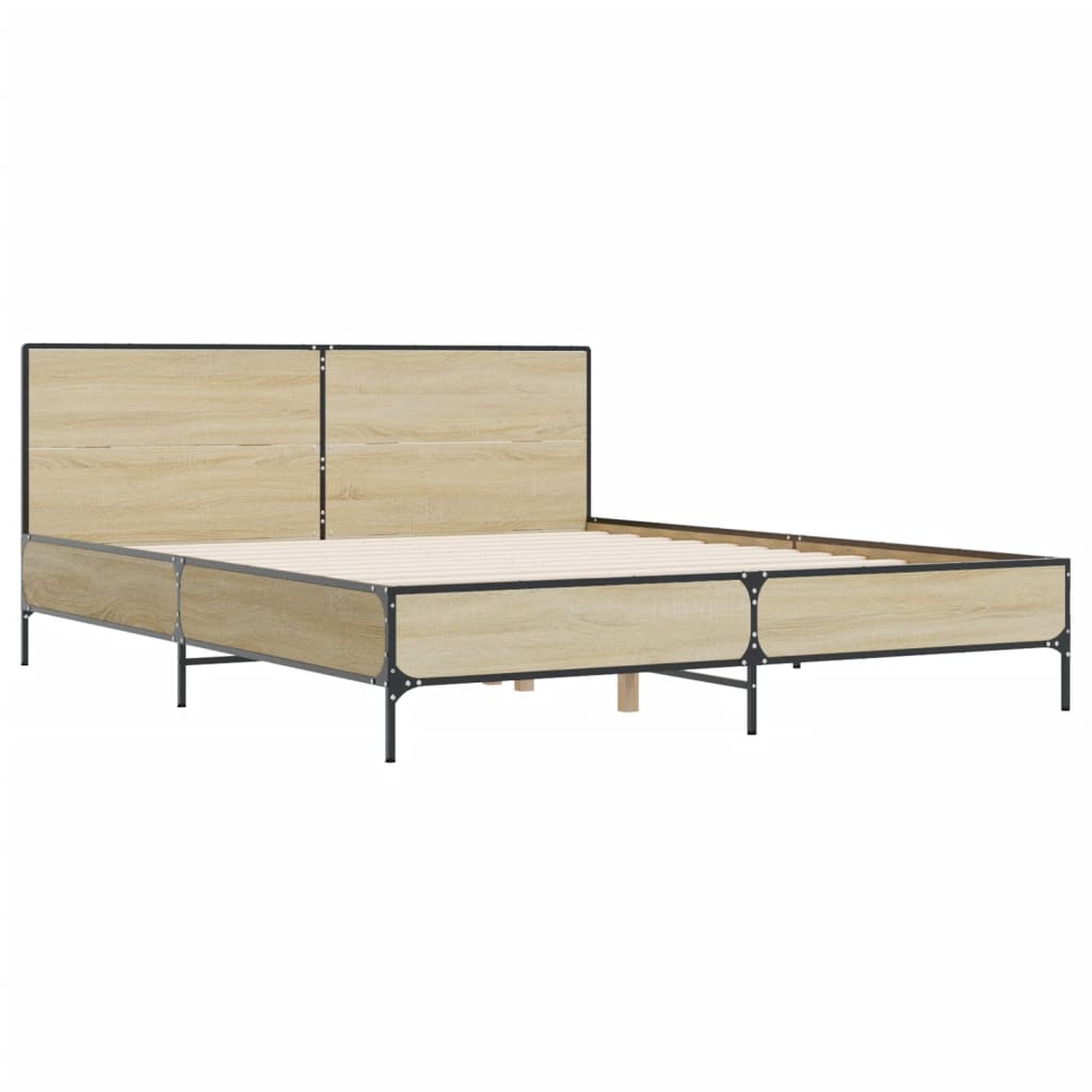 Okvir za krevet boja hrasta 135x190cm konstruirano drvo i metal