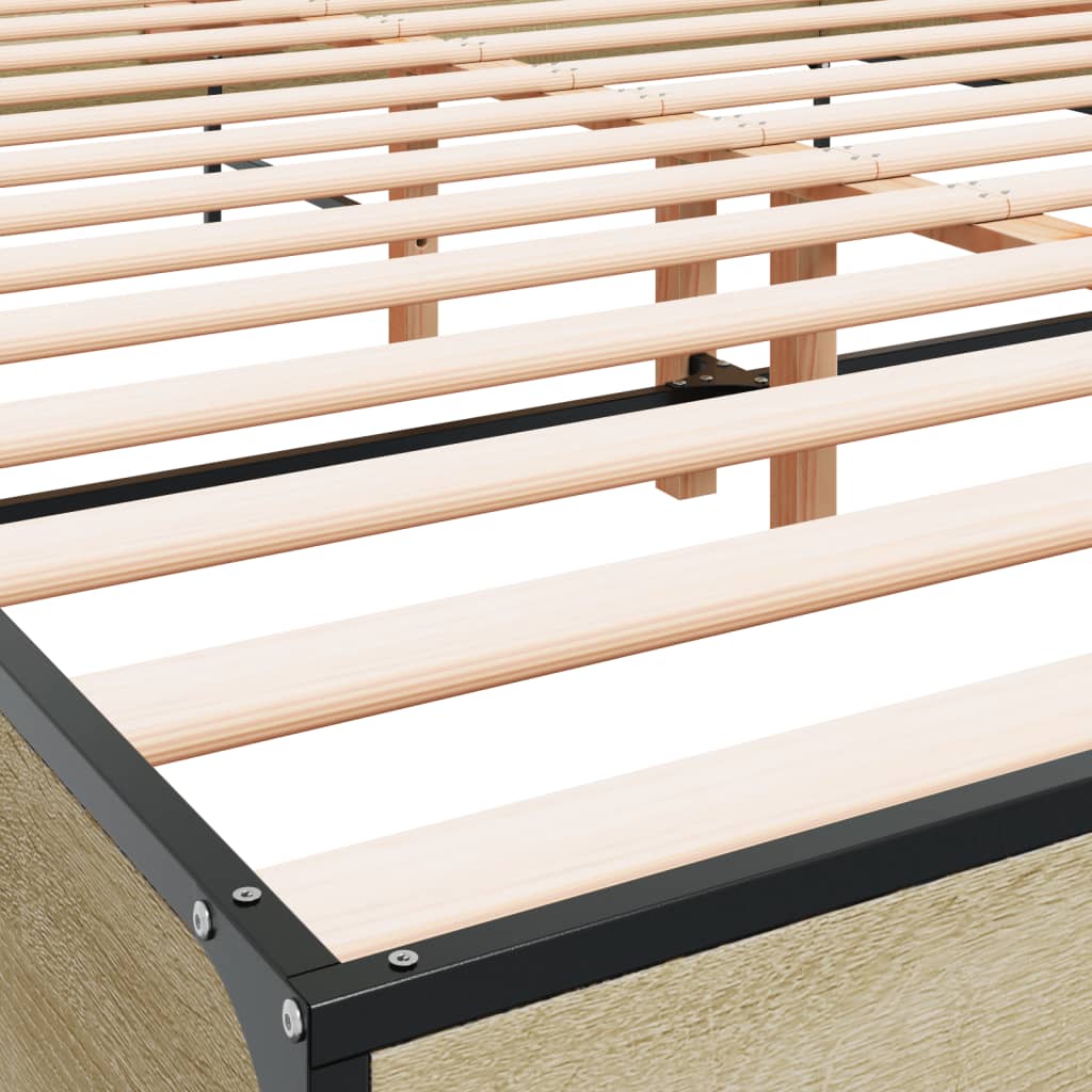 Okvir za krevet boja hrasta 135x190cm konstruirano drvo i metal