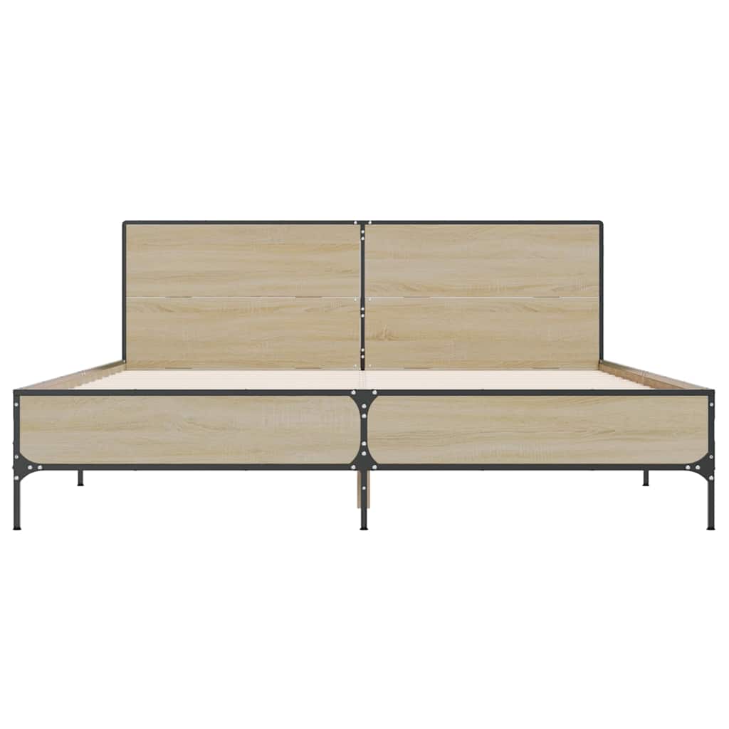 Okvir za krevet boja hrasta 140x190cm konstruirano drvo i metal