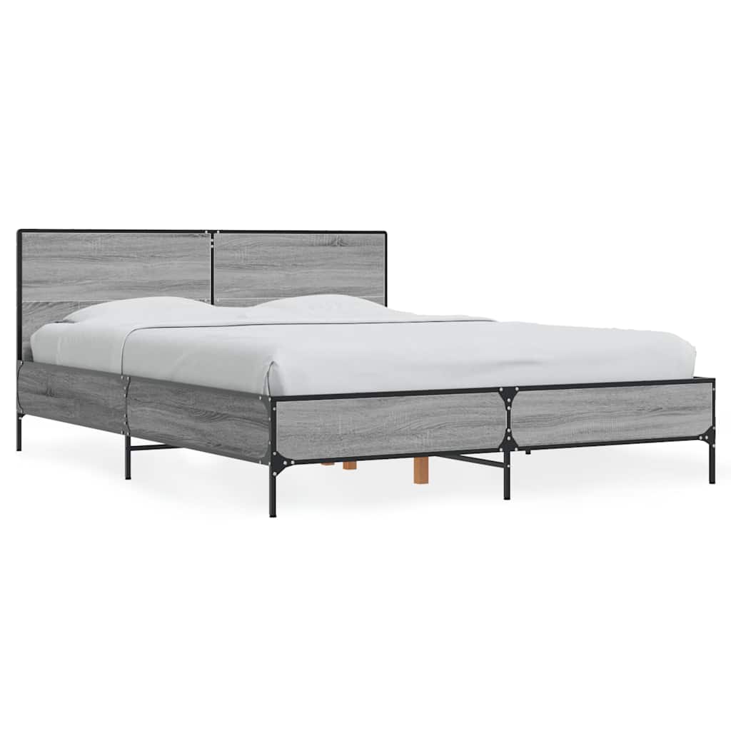 Okvir za krevet boja hrasta 140x190cm konstruirano drvo i metal