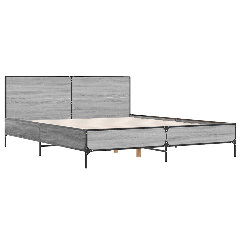 Okvir za krevet boja hrasta 140x190cm konstruirano drvo i metal