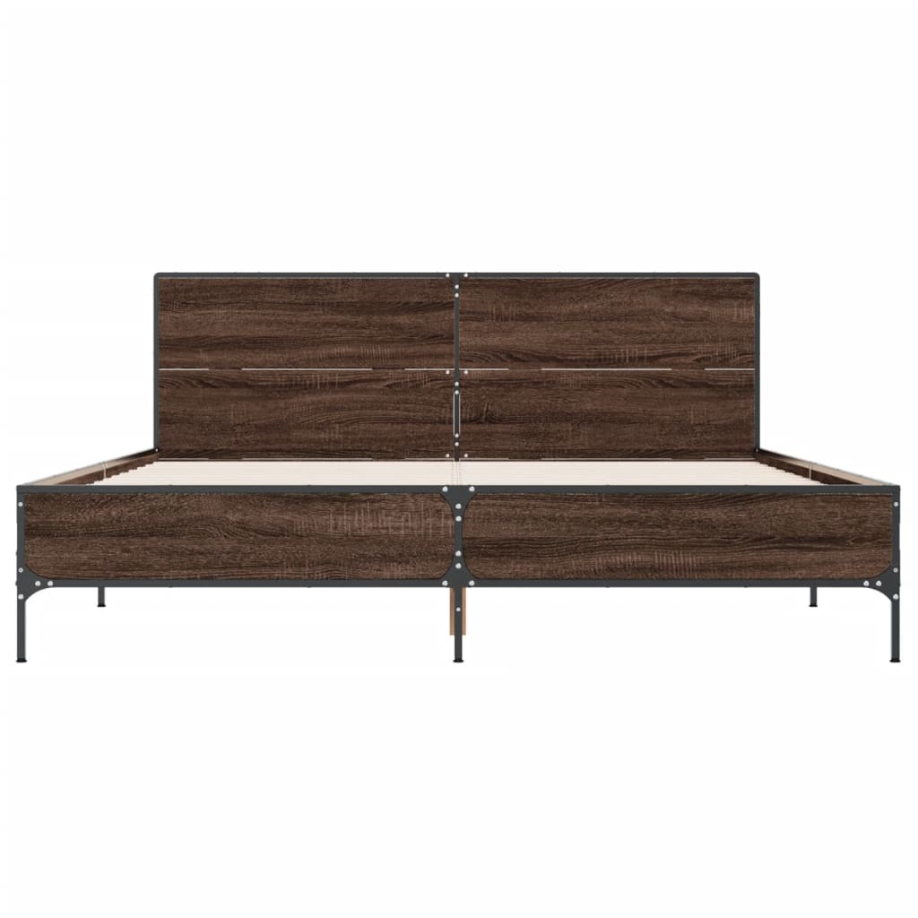 Okvir za krevet smeđi hrast 140x190cm konstruirano drvo i metal