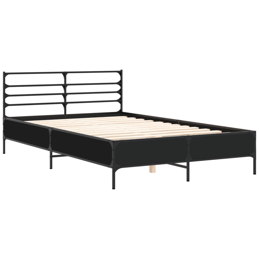 Okvir kreveta crni 120 x 200 cm od konstruiranog drvo i metal