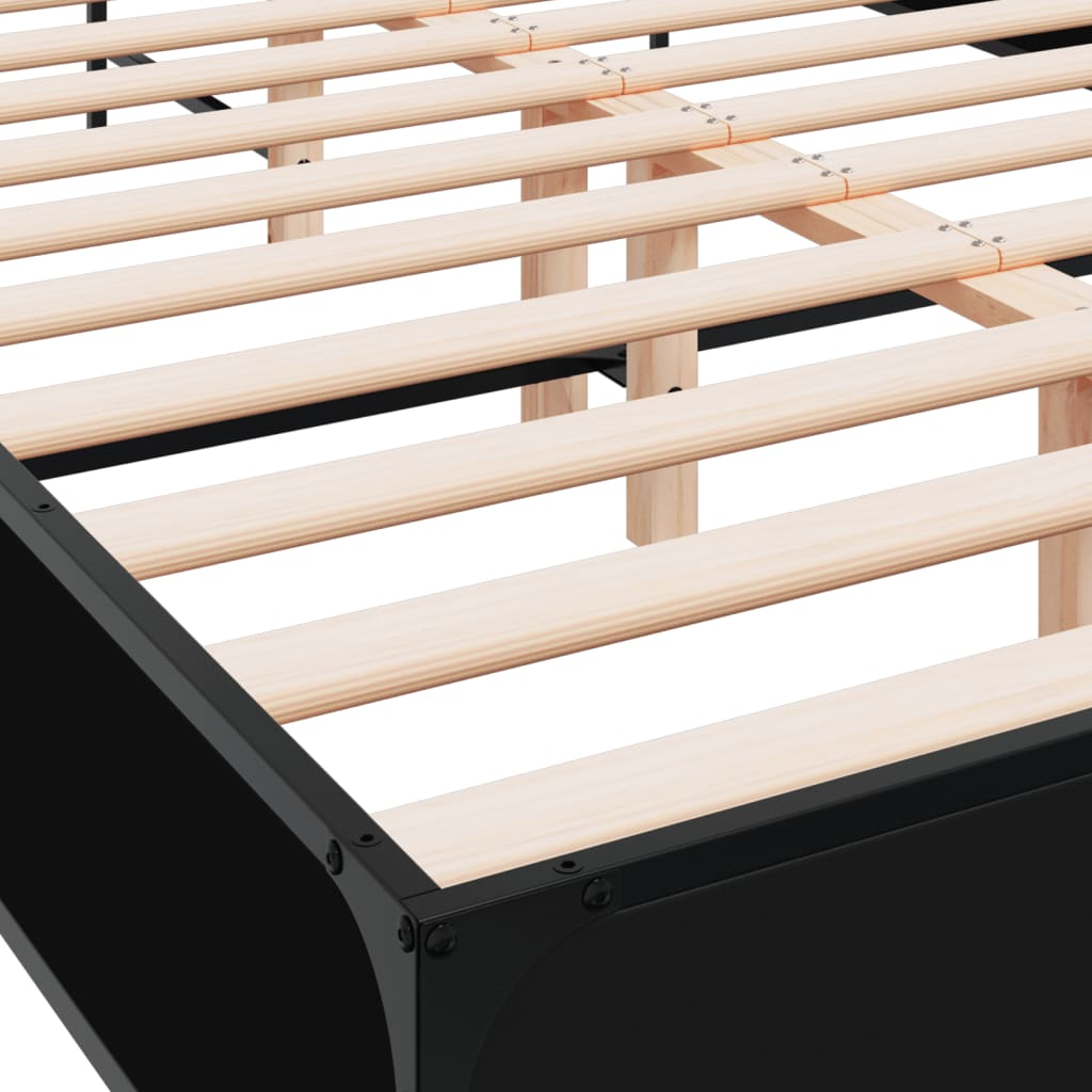 Okvir kreveta crni 120 x 200 cm od konstruiranog drvo i metal