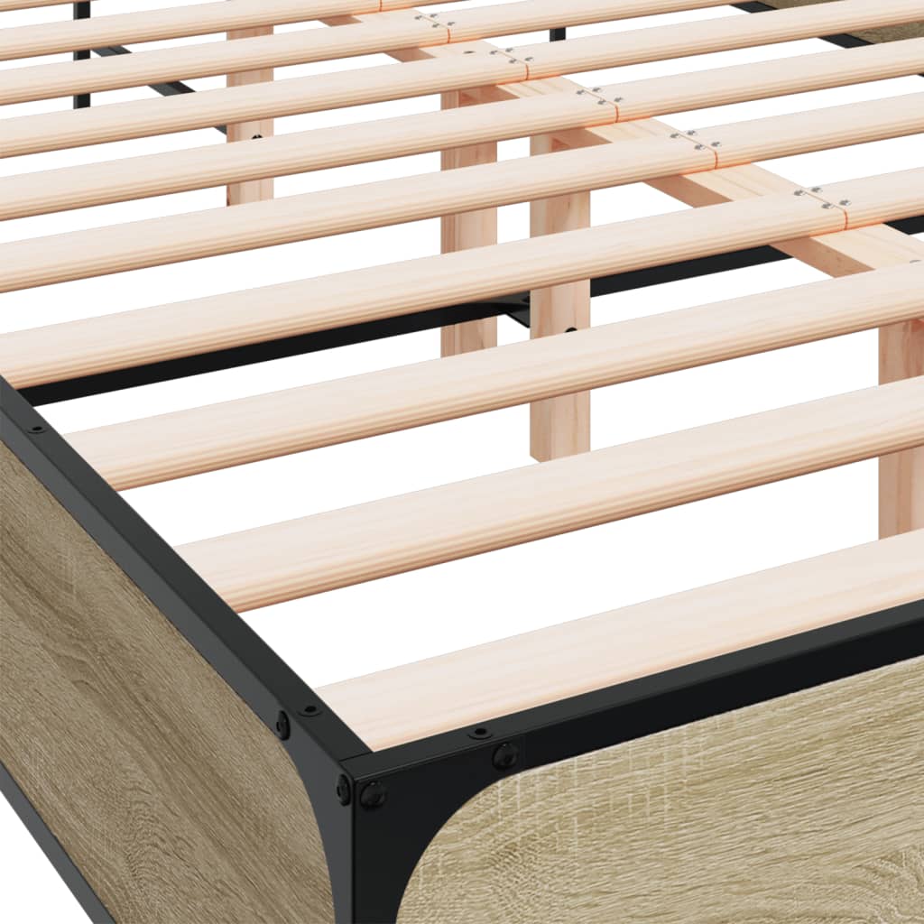 Okvir za krevet boja hrasta 140x200cm konstruirano drvo i metal