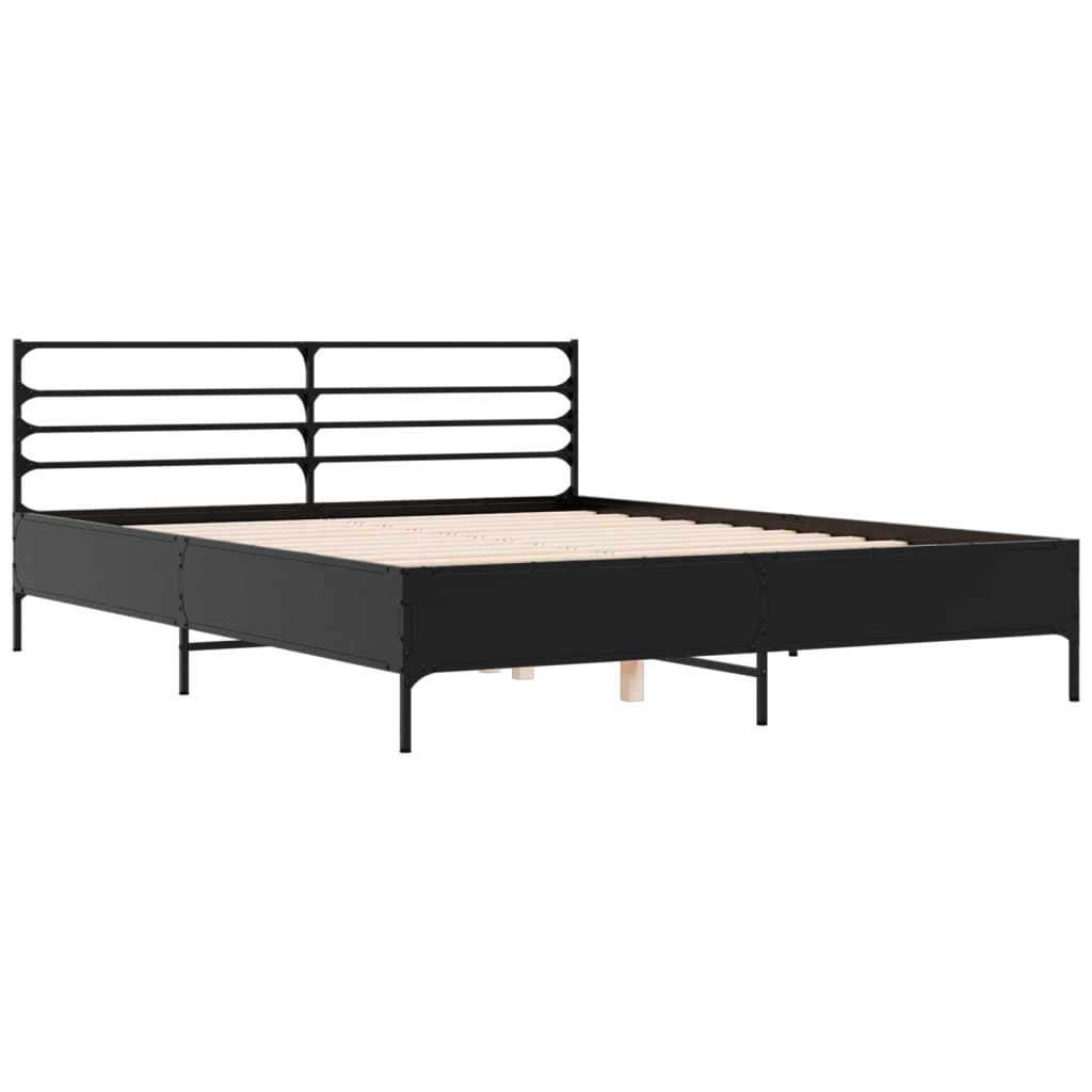 Okvir za krevet crni 150x200 cm konstruirano drvo i metal