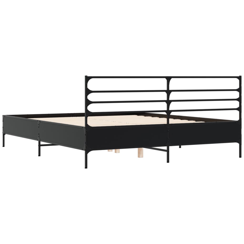Okvir za krevet crni 150x200 cm konstruirano drvo i metal