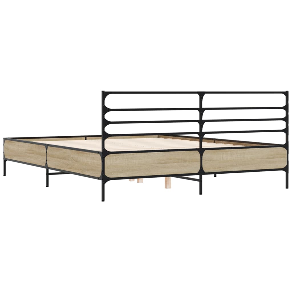 Okvir za krevet boja hrasta 150x200cm konstruirano drvo i metal