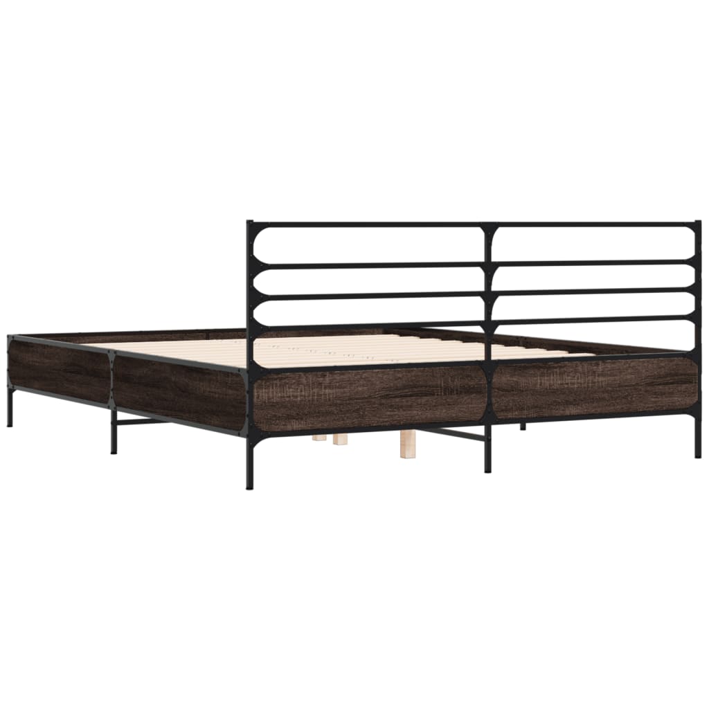 Okvir za krevet boja hrasta 150x200cm konstruirano drvo i metal