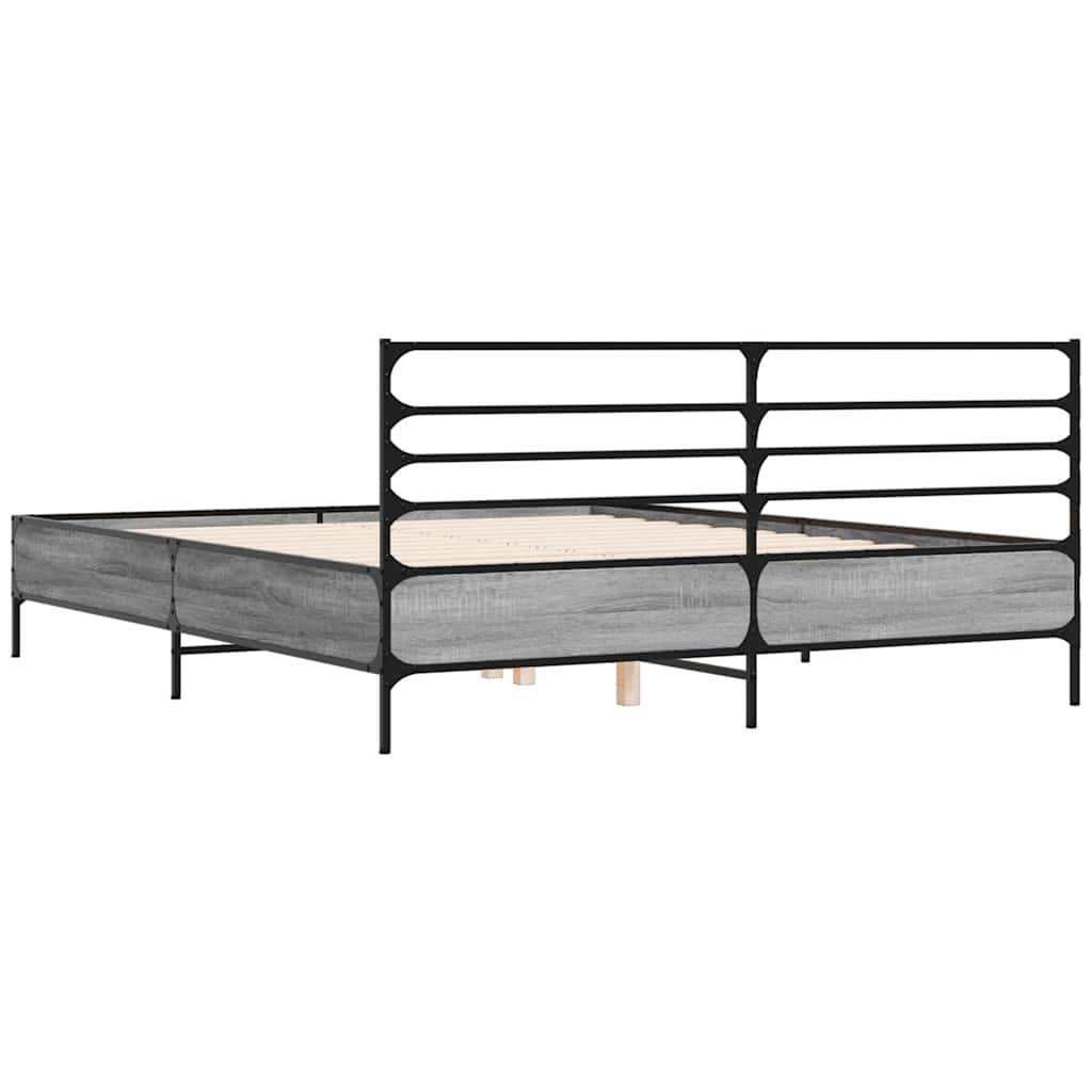 Okvir za krevet boja hrasta 150x200cm konstruirano drvo i metal