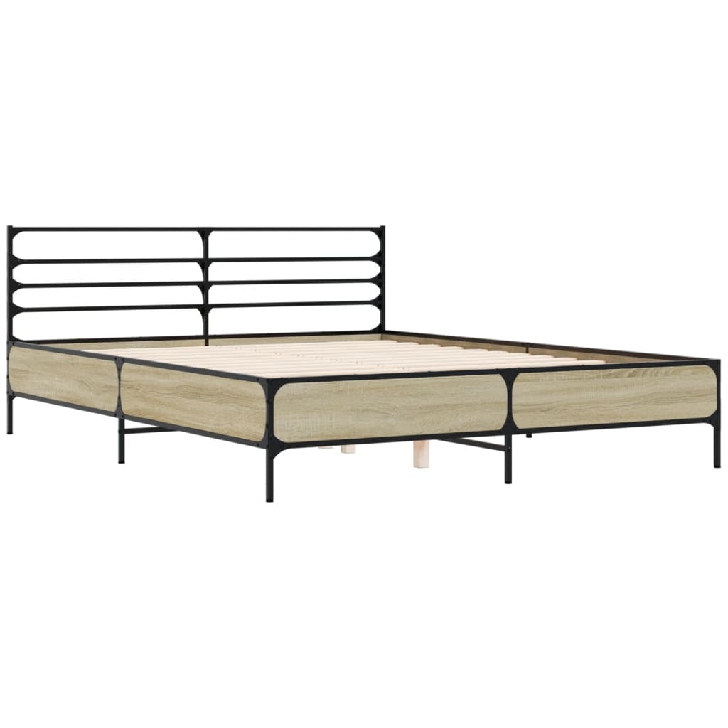 Okvir za krevet boja hrasta 160x200 cm konstruiran drvo i metal