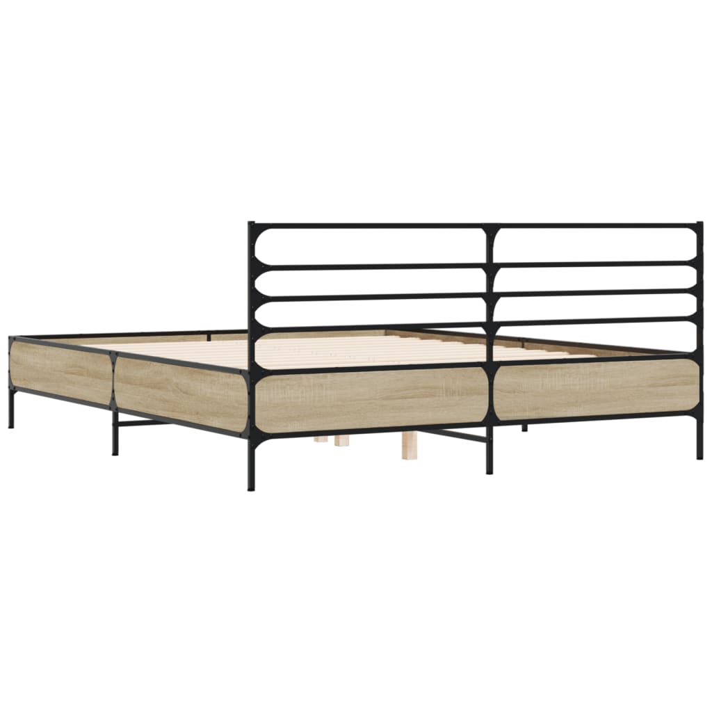 Okvir za krevet boja hrasta 160x200 cm konstruiran drvo i metal