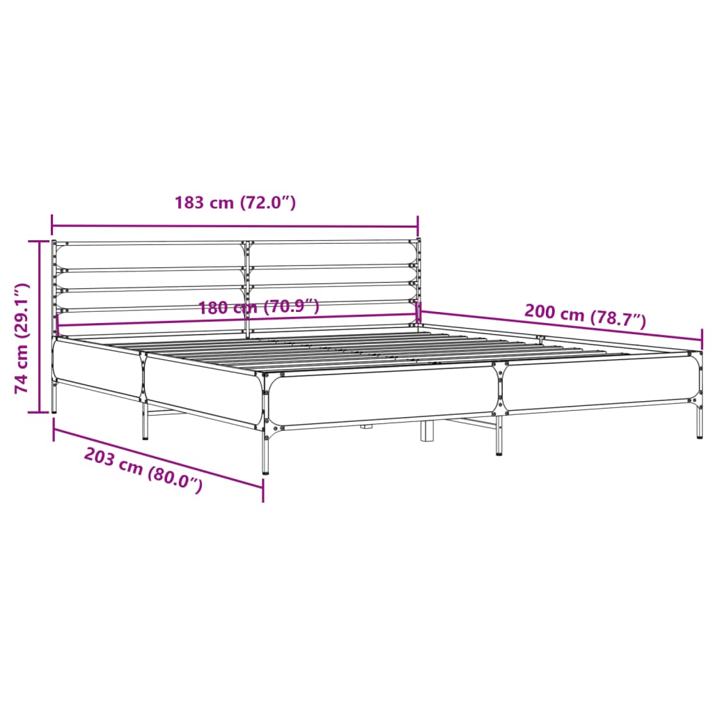 Okvir za krevet crni 180 x 200 cm konstruirano drvo i metal