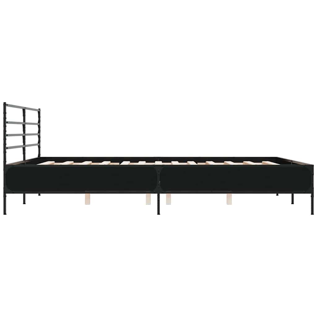 Okvir za krevet crni 200 x 200 cm konstruirano drvo i metal