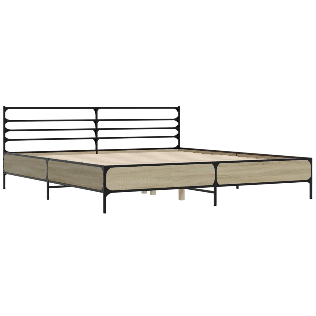 Okvir za krevet boja hrasta 200x200cm konstruirano drvo i metal