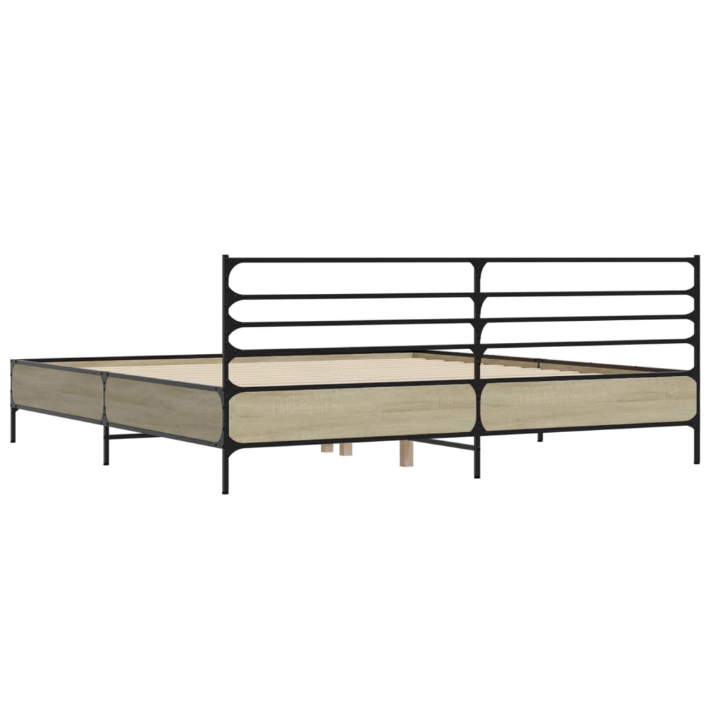 Okvir za krevet boja hrasta 200x200cm konstruirano drvo i metal