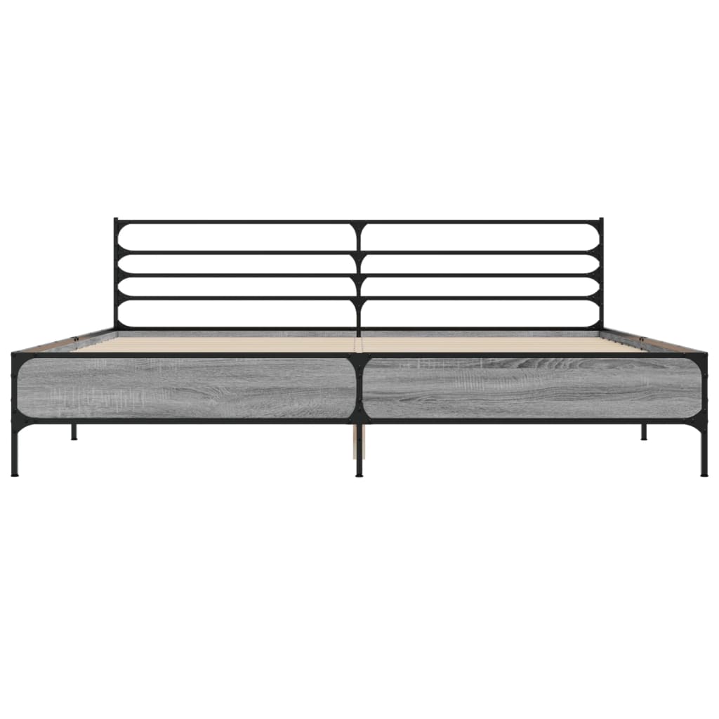 Okvir za krevet boja hrasta 200x200cm konstruirano drvo i metal