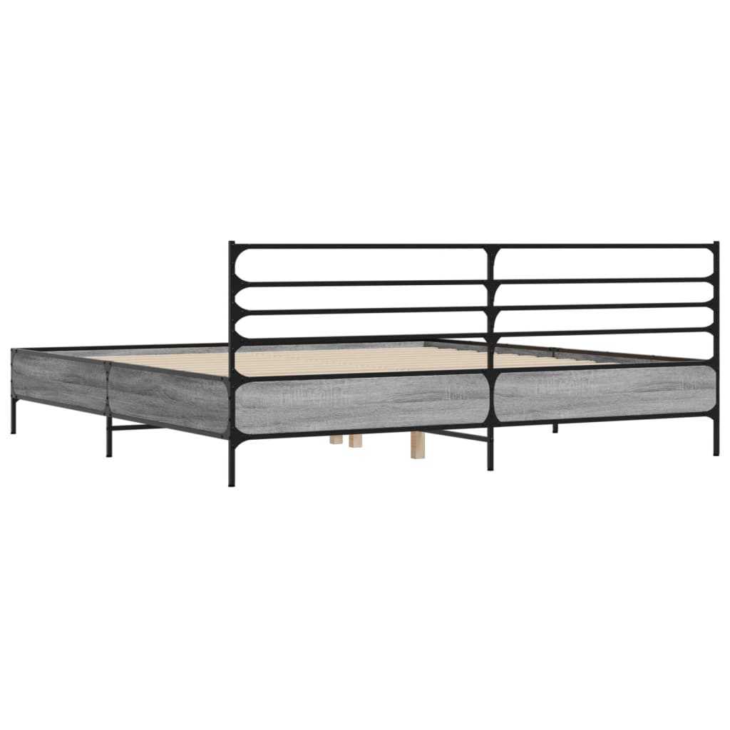 Okvir za krevet boja hrasta 200x200cm konstruirano drvo i metal