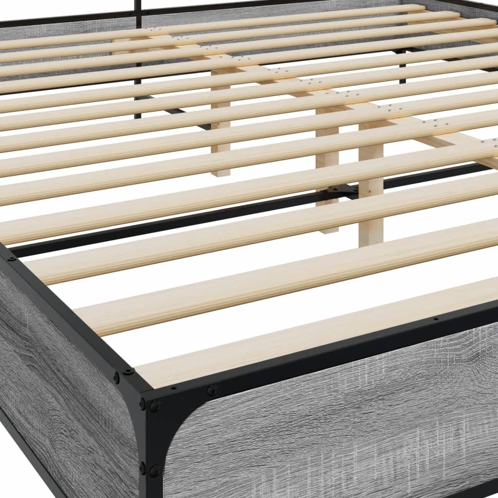 Okvir za krevet boja hrasta 200x200cm konstruirano drvo i metal