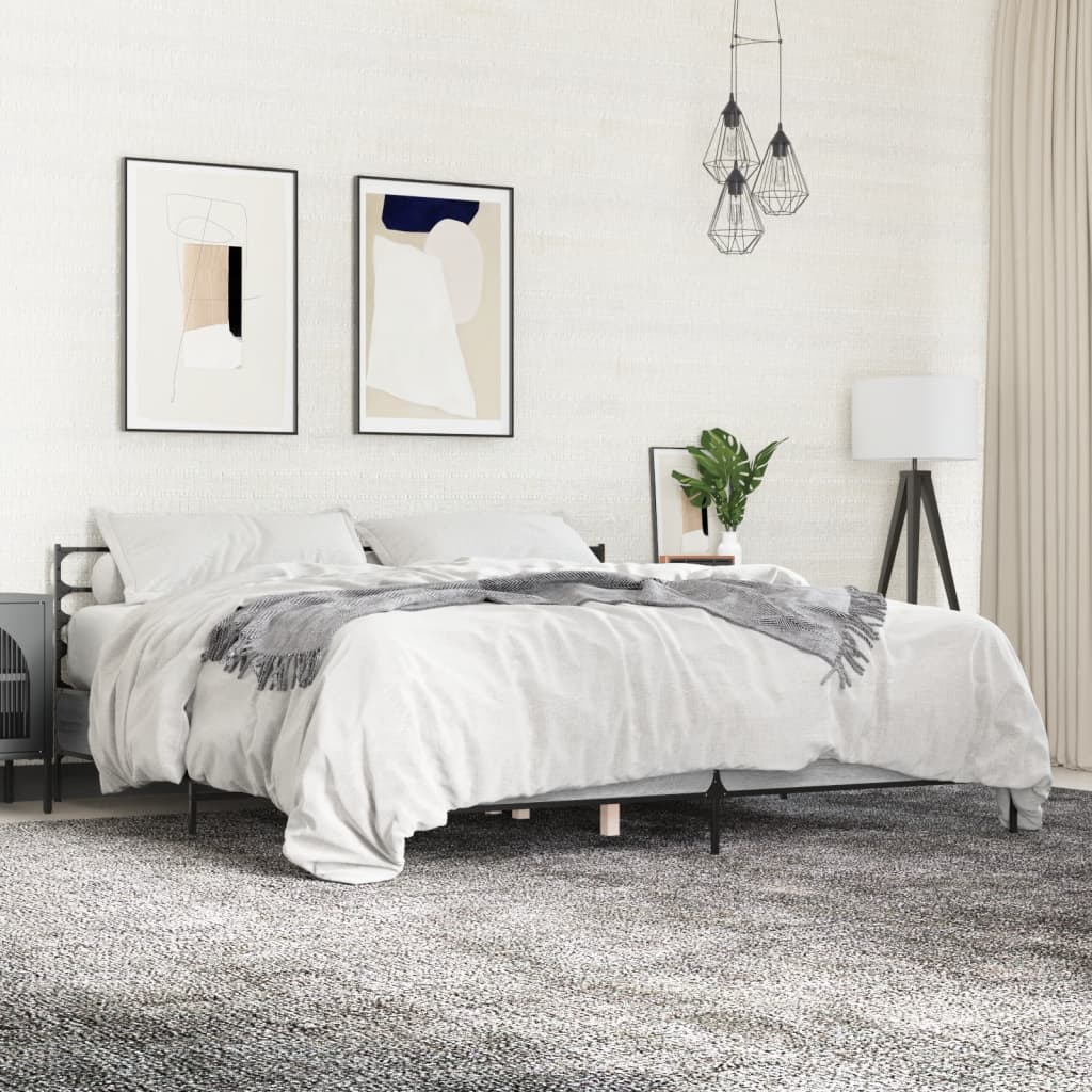 Okvir za krevet boja hrasta 200x200cm konstruirano drvo i metal