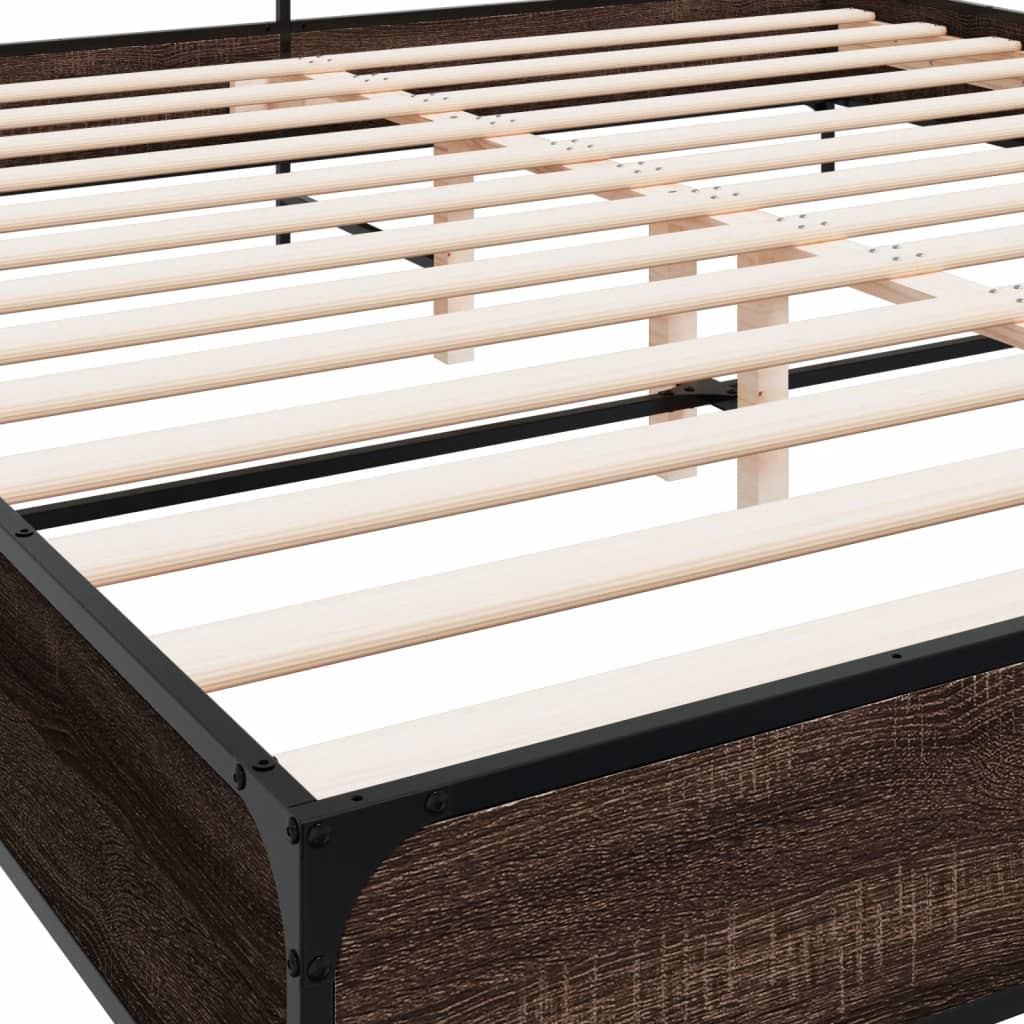 Okvir za krevet smeđi hrast 200x200cm konstruirano drvo i metal