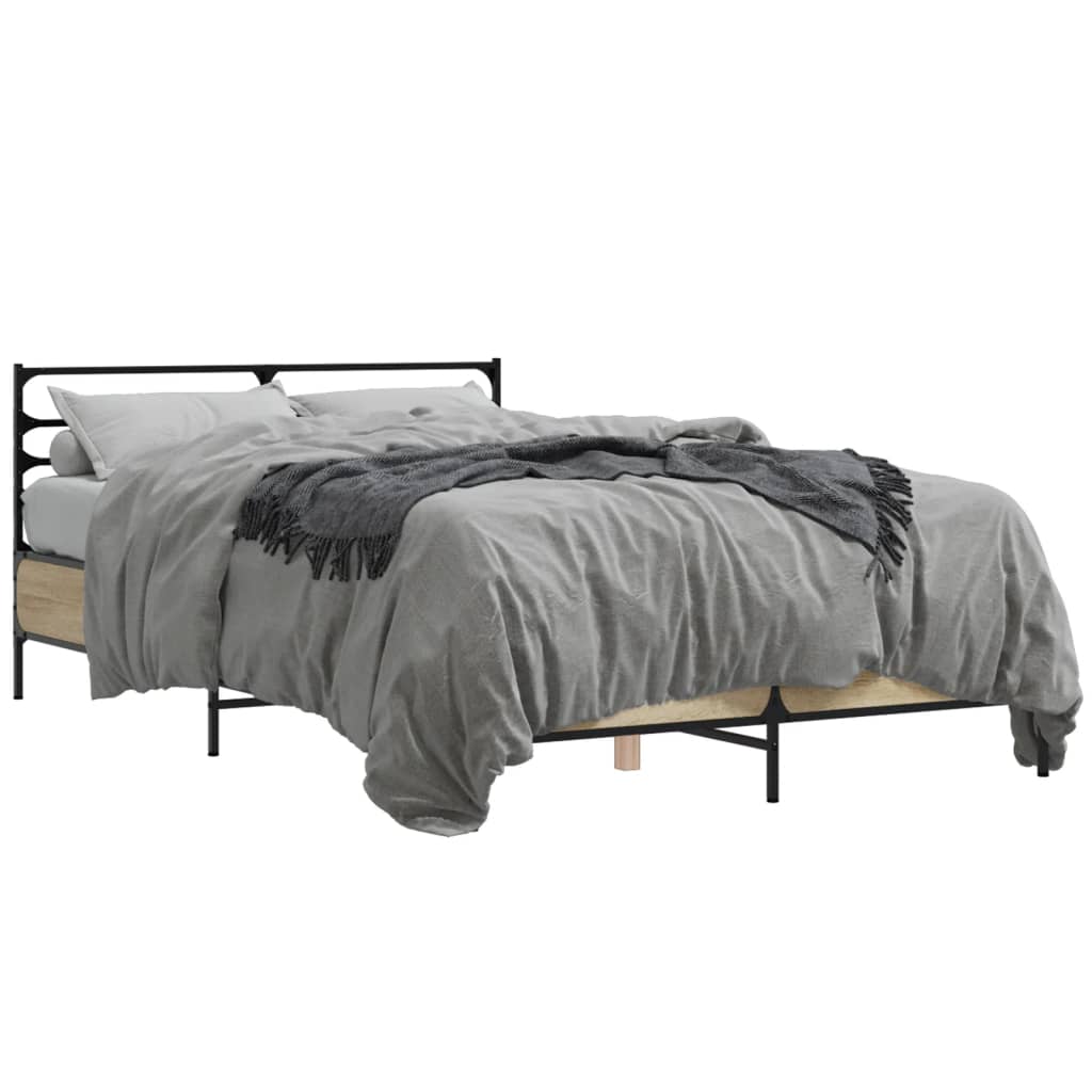 Okvir za krevet boja hrasta 120x190cm konstruirano drvo i metal