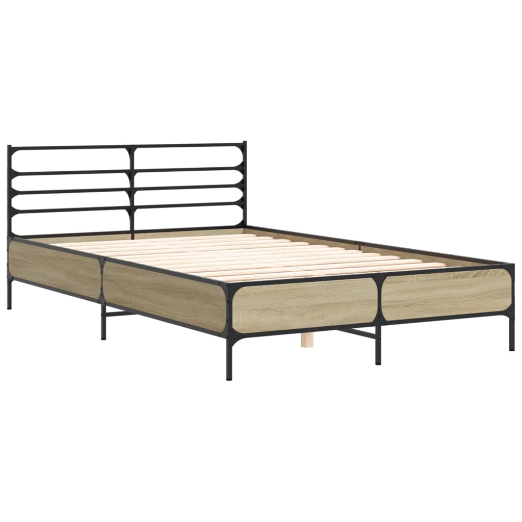 Okvir za krevet boja hrasta 120x190cm konstruirano drvo i metal