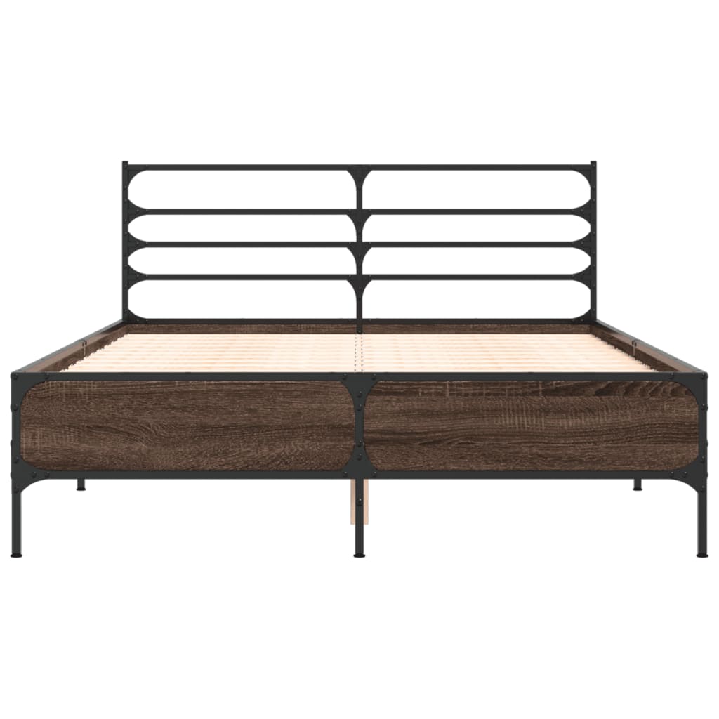 Okvir za krevet smeđi hrast 120x190cm konstruirano drvo i metal