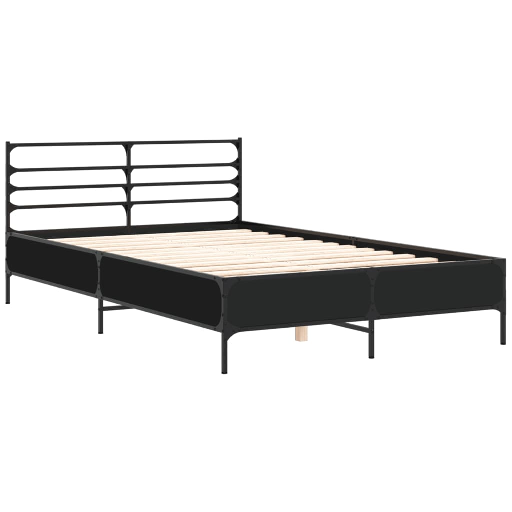 Okvir za krevet crni 135x190 cm konstruirano drvo i metal