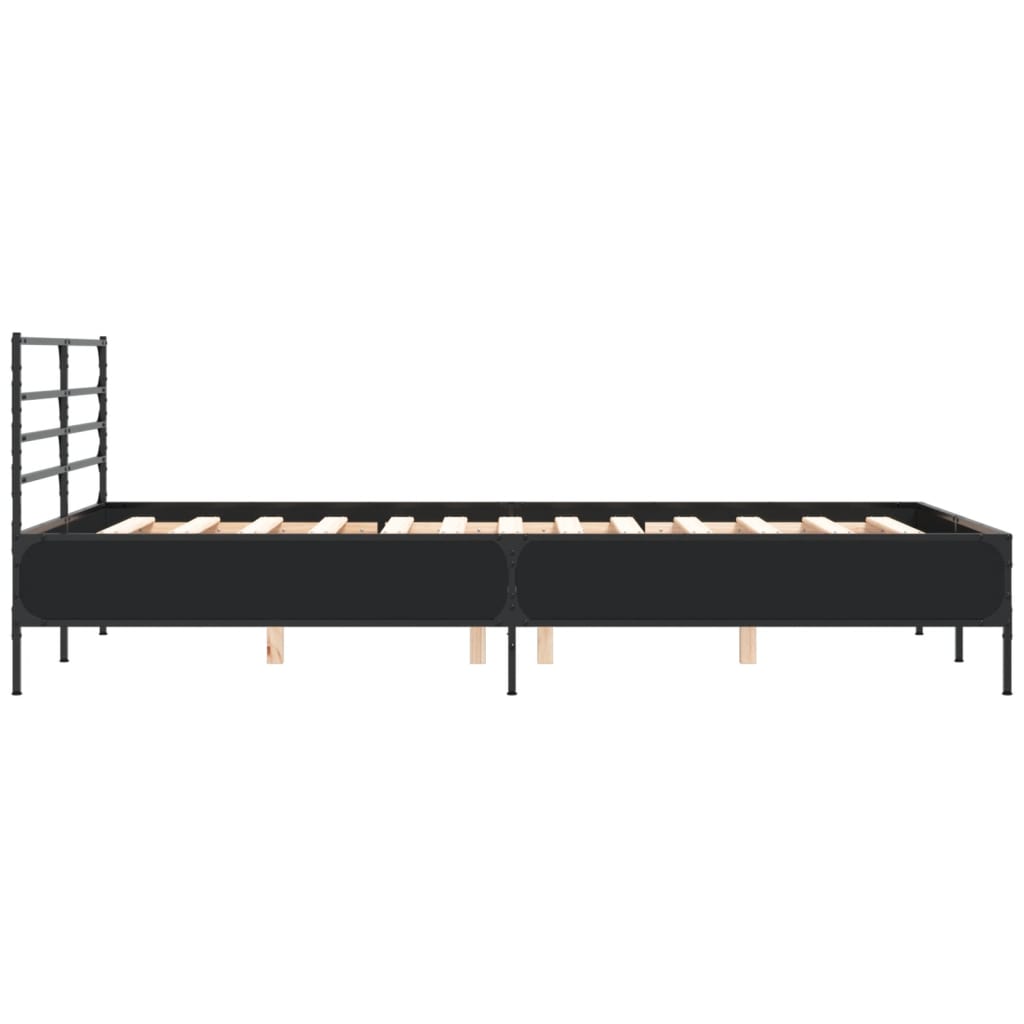 Okvir za krevet crni 135x190 cm konstruirano drvo i metal