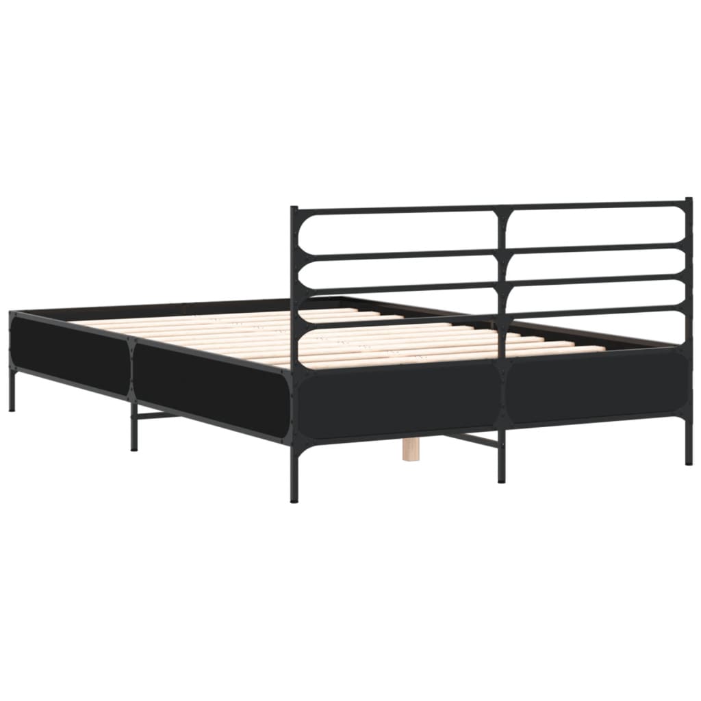 Okvir za krevet crni 135x190 cm konstruirano drvo i metal