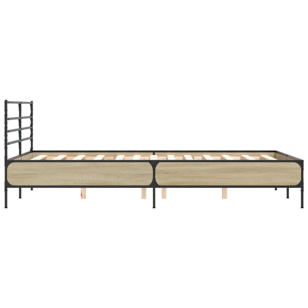 Okvir za krevet boja hrasta 135x190cm konstruirano drvo i metal