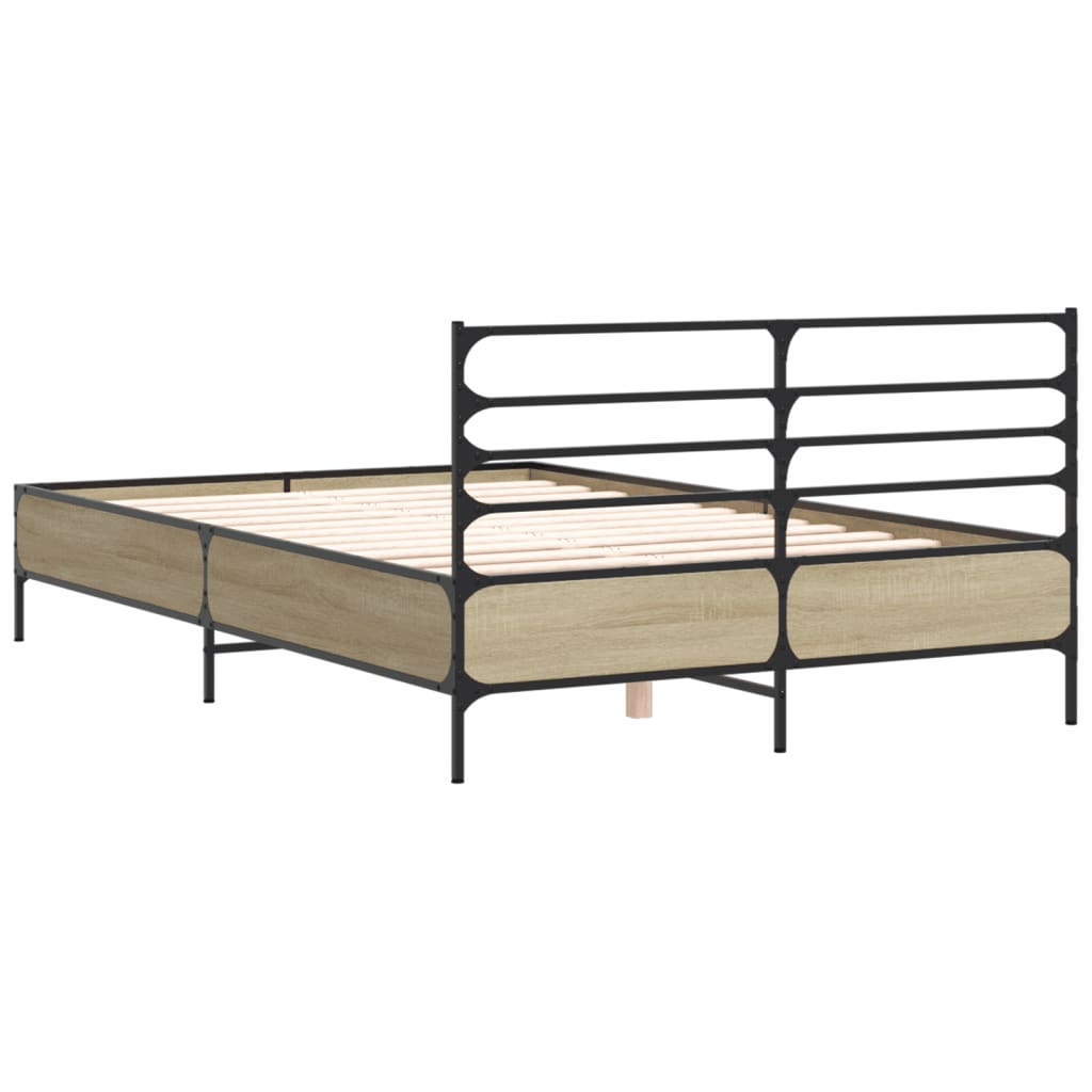 Okvir za krevet boja hrasta 135x190cm konstruirano drvo i metal
