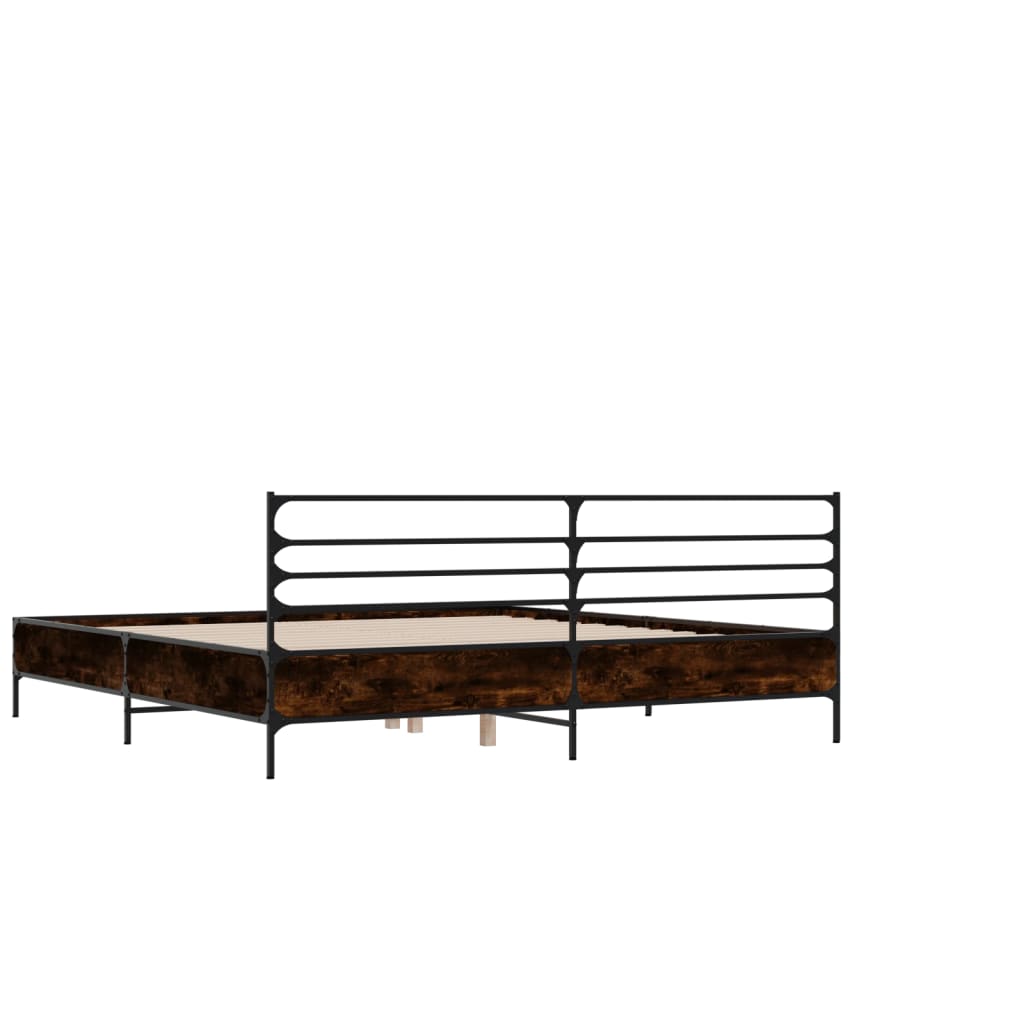 Okvir za krevet smeđi hrast 135x190cm konstruirano drvo i metal