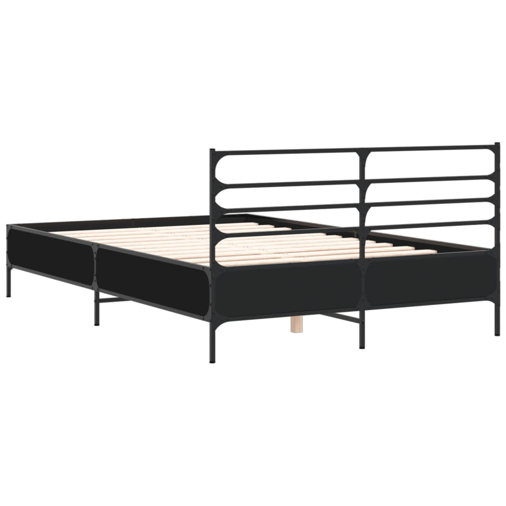 Okvir za krevet crni 140x190 cm konstruirano drvo i metal