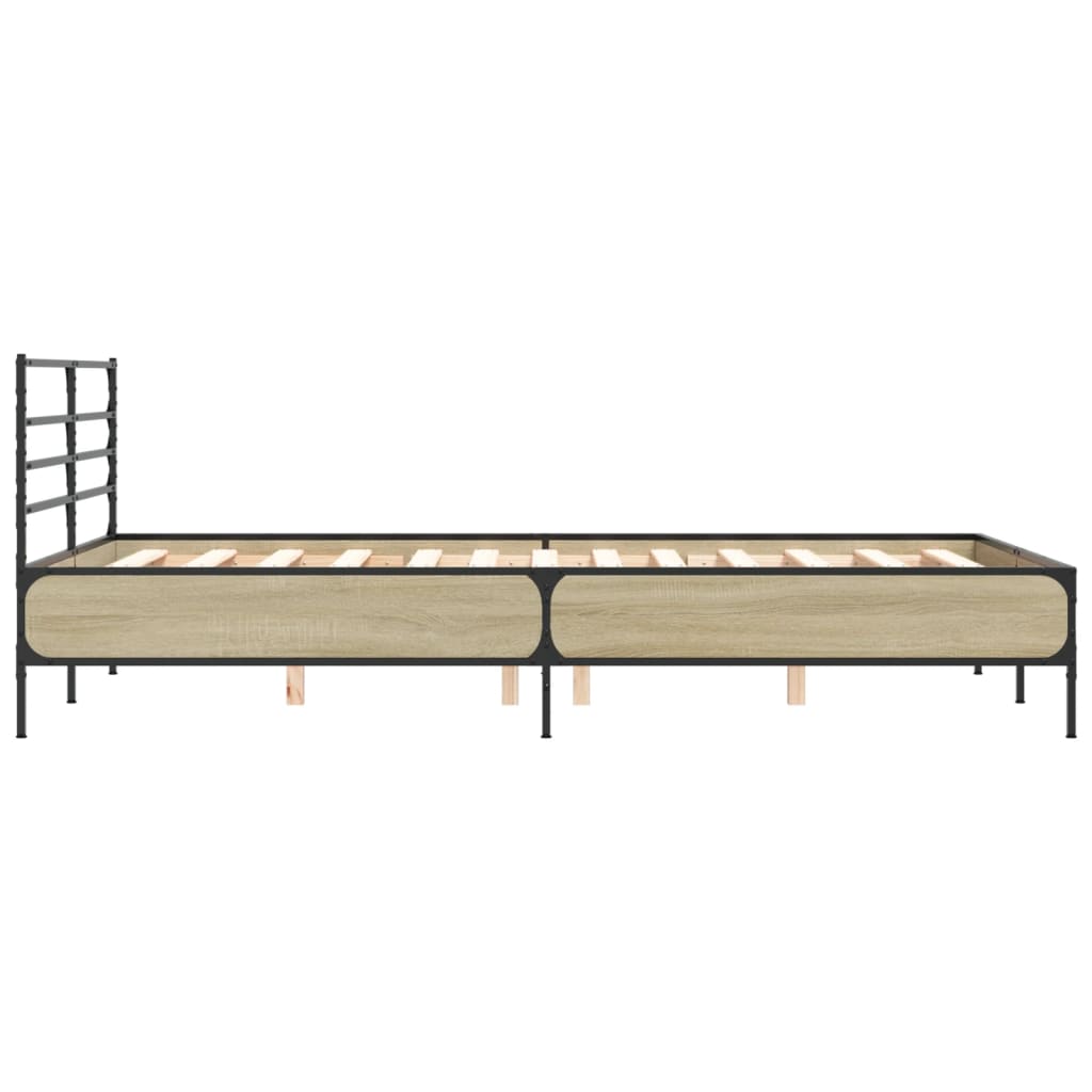 Okvir za krevet boja hrasta 140x190cm konstruirano drvo i metal