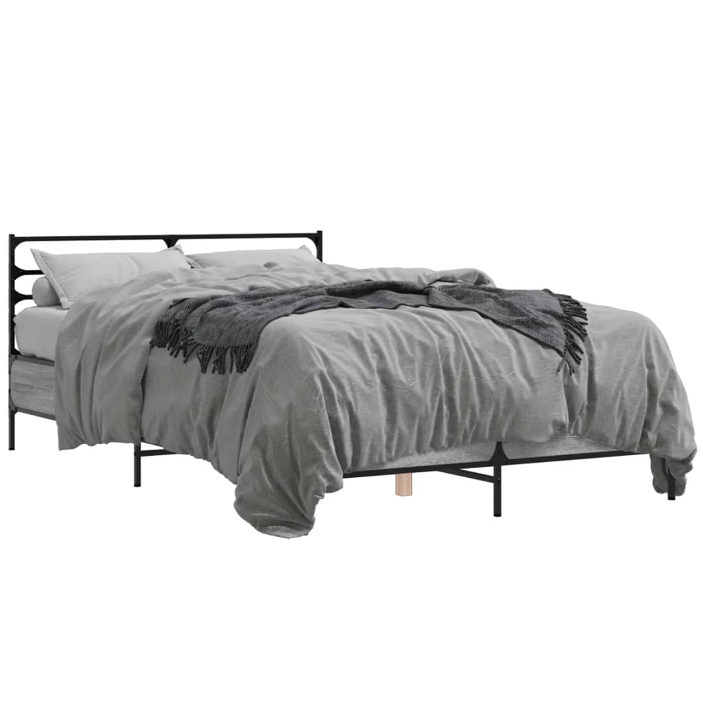 Okvir za krevet boja hrasta 140x190cm konstruirano drvo i metal