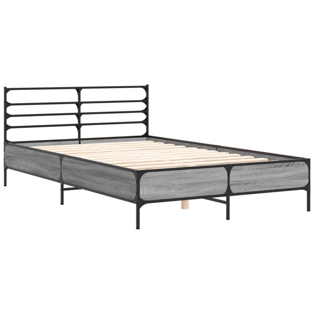 Okvir za krevet boja hrasta 140x190cm konstruirano drvo i metal