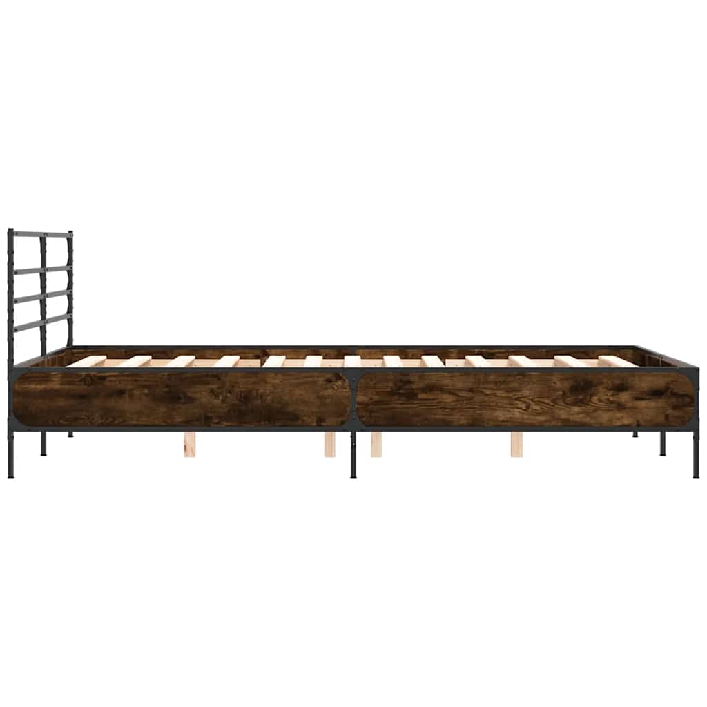 Okvir za krevet smeđi hrast 140x190cm konstruirano drvo i metal