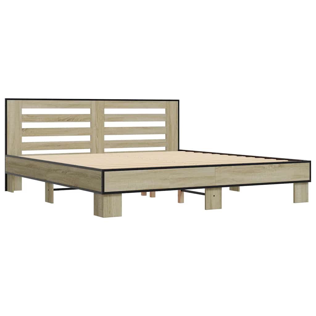 Okvir za krevet boja hrasta 200x200cm konstruirano drvo i metal