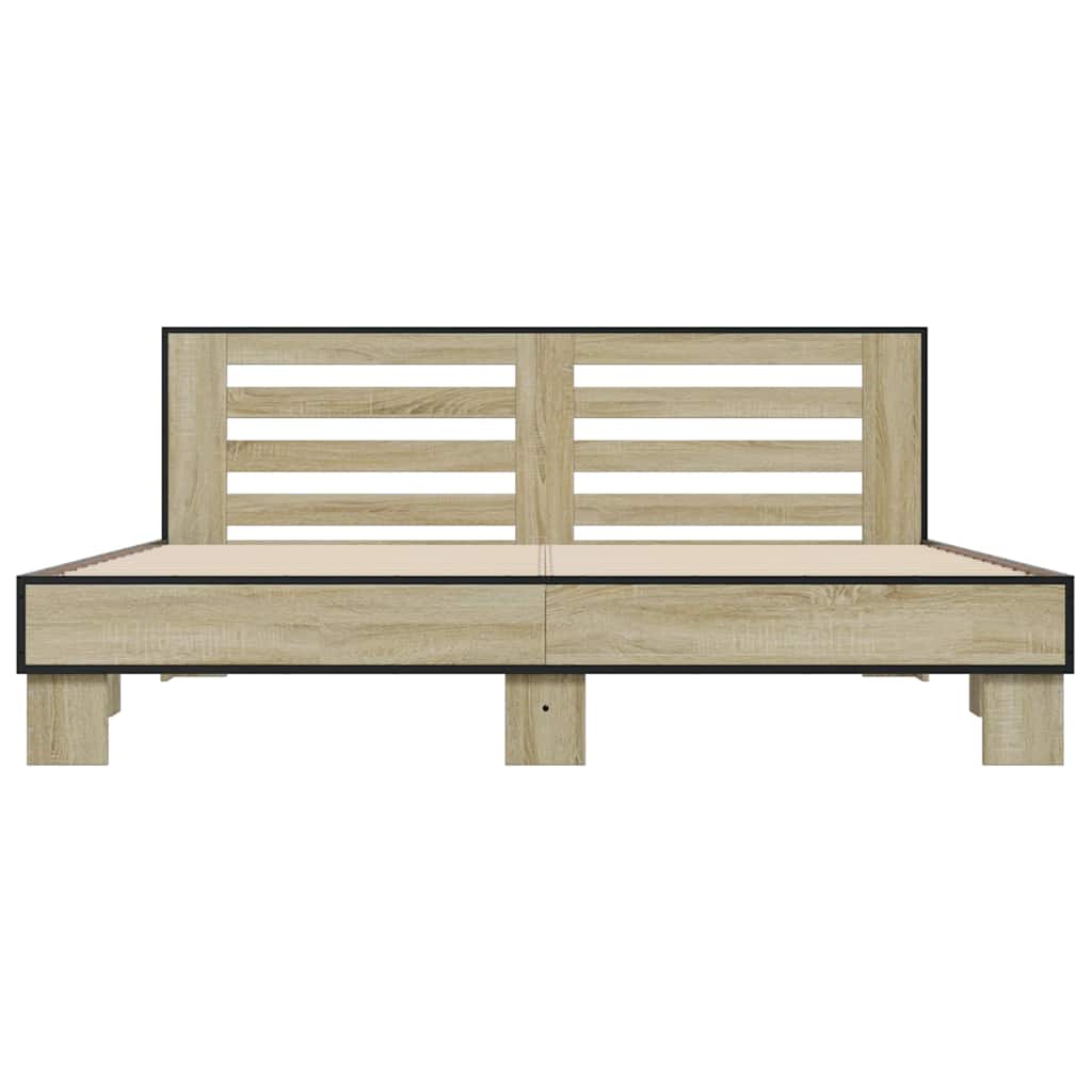 Okvir za krevet boja hrasta 200x200cm konstruirano drvo i metal