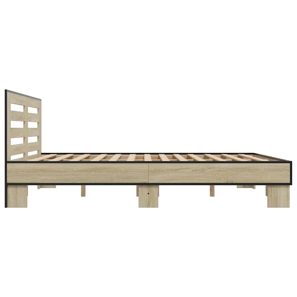 Okvir za krevet boja hrasta 200x200cm konstruirano drvo i metal