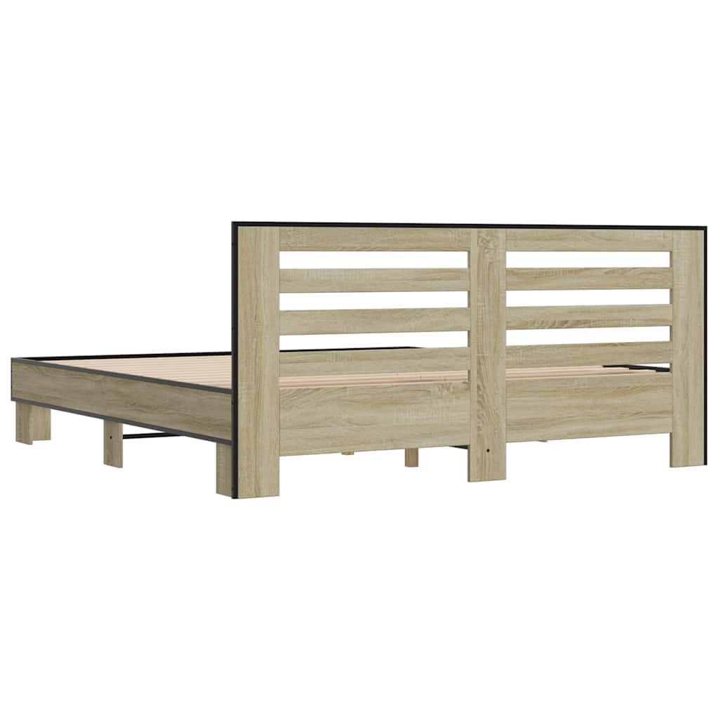 Okvir za krevet boja hrasta 200x200cm konstruirano drvo i metal