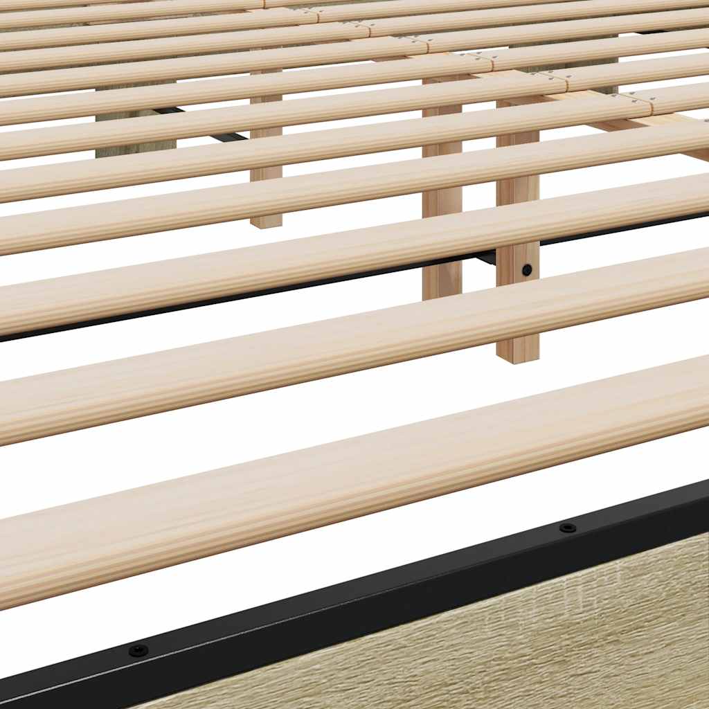 Okvir za krevet boja hrasta 200x200cm konstruirano drvo i metal