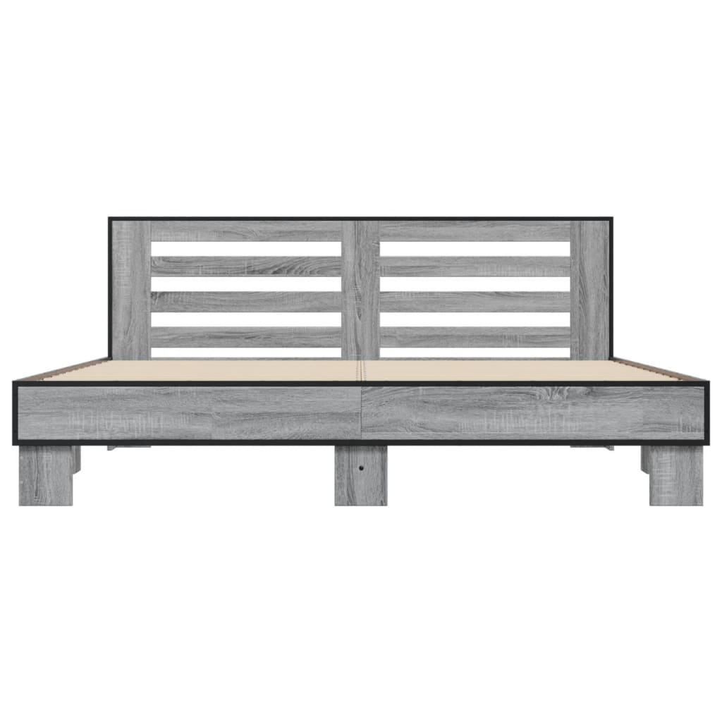 Okvir za krevet boja hrasta 200x200cm konstruirano drvo i metal