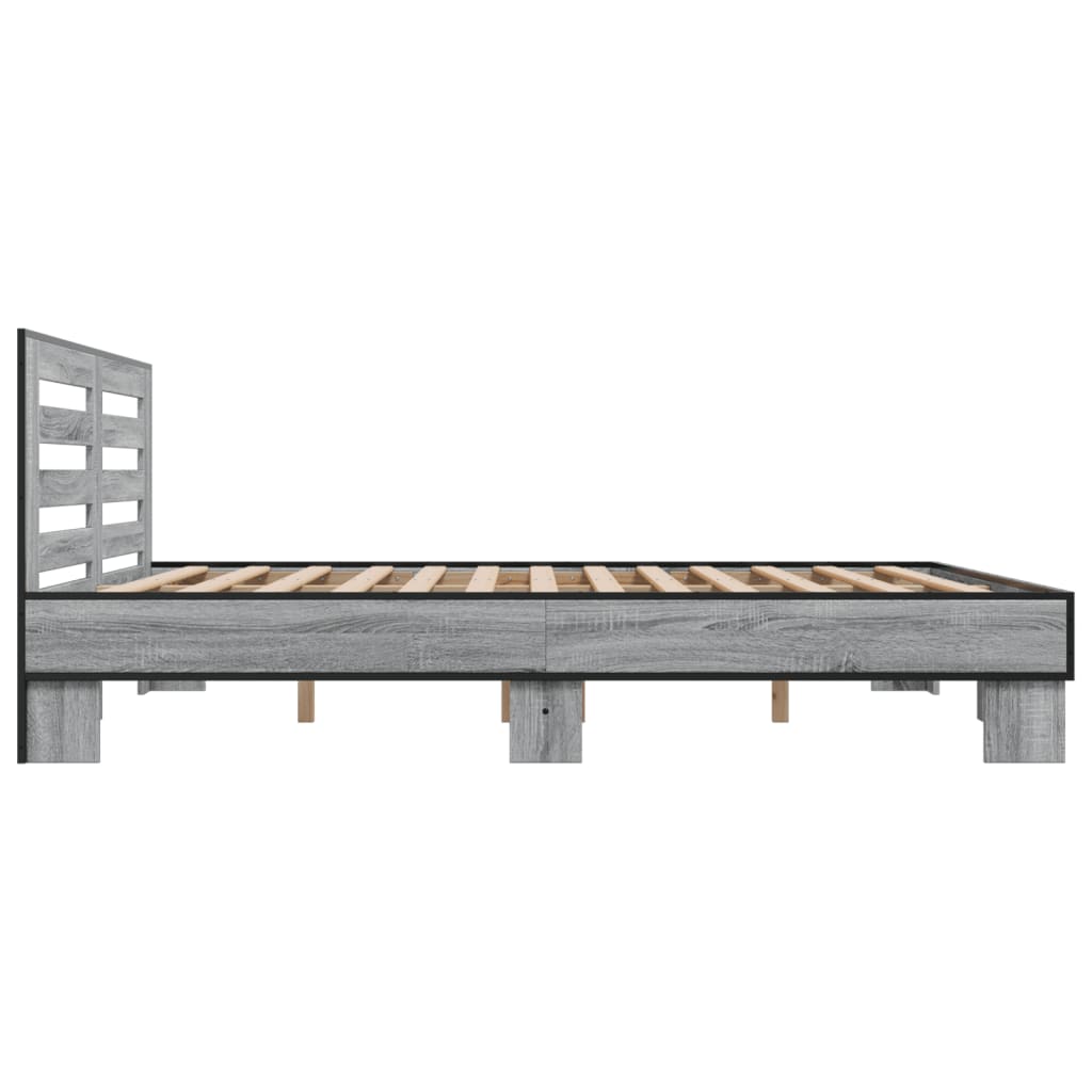 Okvir za krevet boja hrasta 200x200cm konstruirano drvo i metal