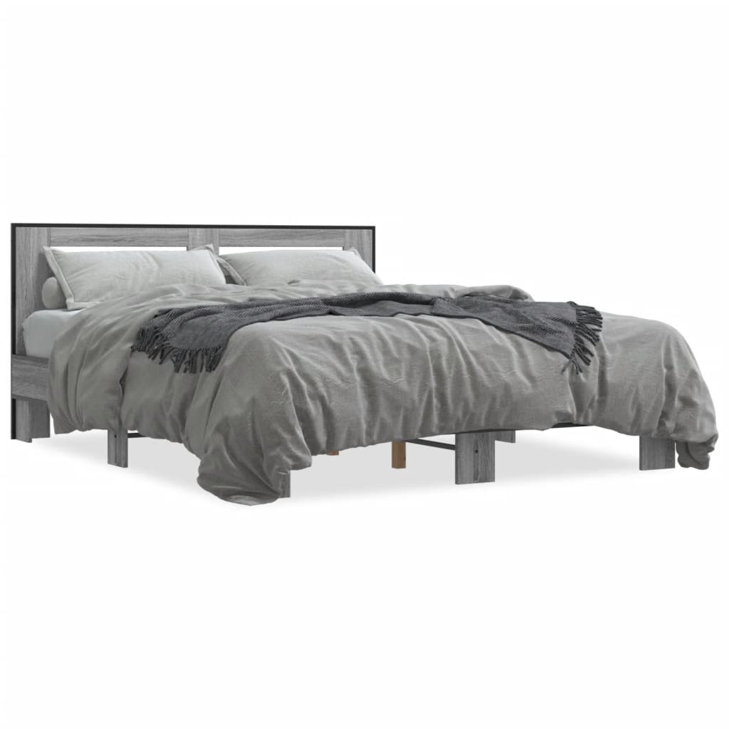 Okvir za krevet boja hrasta 150x200cm konstruirano drvo i metal