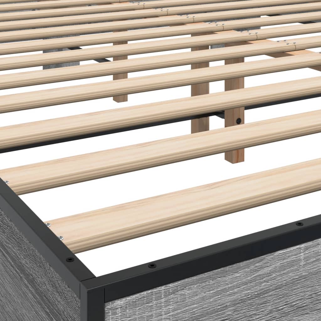 Okvir za krevet boja hrasta 150x200cm konstruirano drvo i metal