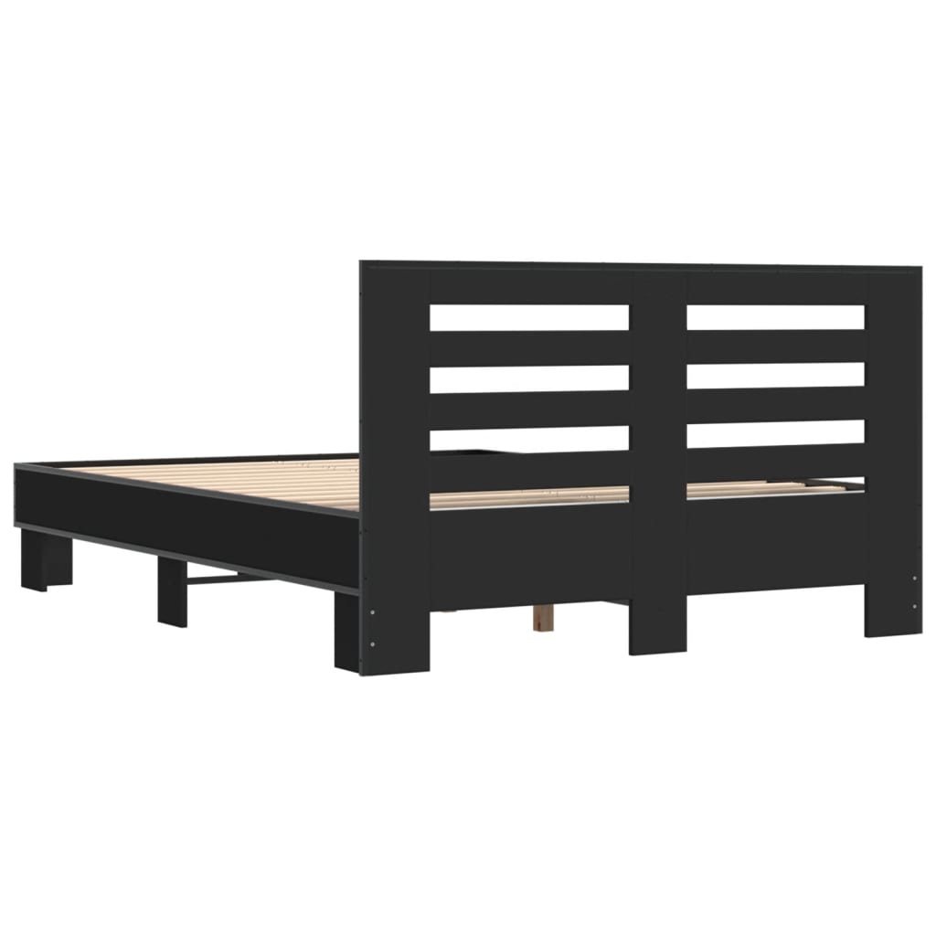 Okvir kreveta crni 140 x 200 cm od konstruiranog drva i metala