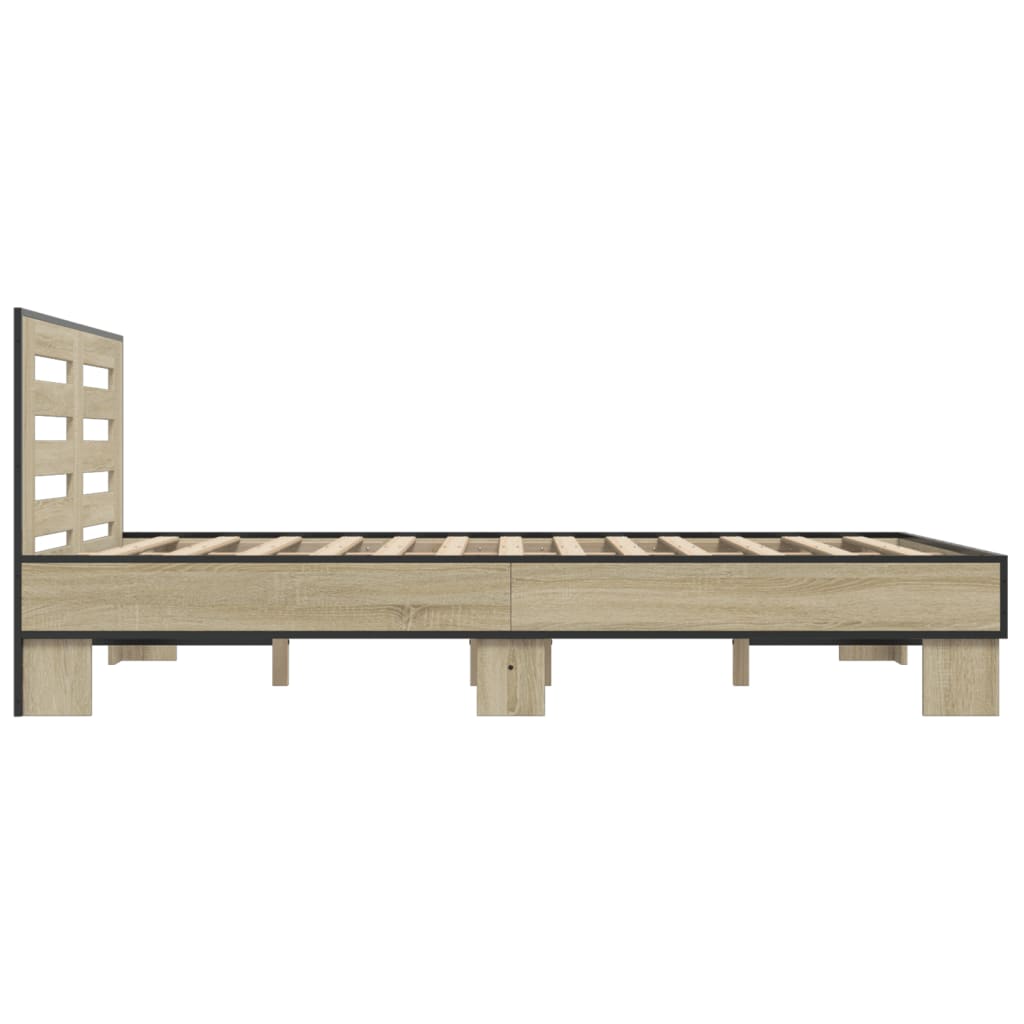 Okvir za krevet boja hrasta 140x200cm konstruirano drvo i metal